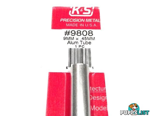 K&S METAL #9808 ALUMINIUM ROUND TUBE 9X300MM - K &amp; S METALS