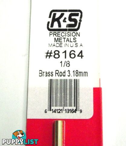 K&S METAL #8164 1/8' SOLID BRASS ROD 1PC - K &amp; S METALS