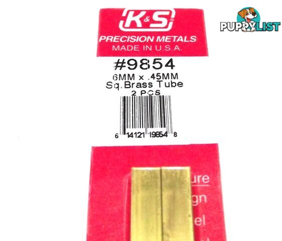 K&S METAL #9854 BRASS SQUARE TUBE 6X300MM 2PCS - K &amp; S METALS