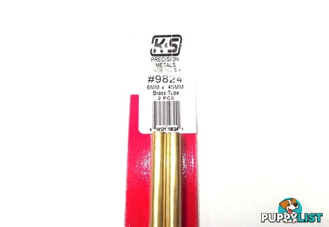 K&S METAL #9824 BRASS ROUND TUBE 6X300MM 2PCS - K &amp; S METALS