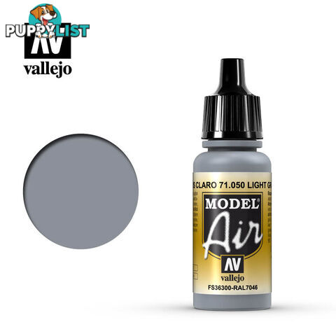 VALLEJO MODEL AIR ACRYLIC PAINT LIGHT GREY 71050 - VALLEJO