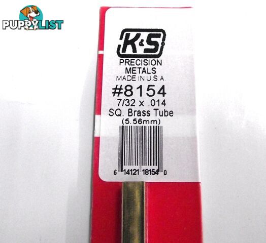 K&S METAL #8154 7/32' OD SQUARE BRASS TUBE 1PC - K &amp; S METALS