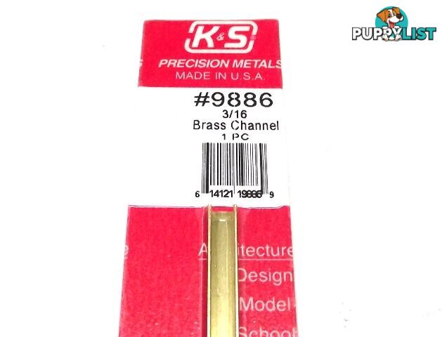 K&S METAL #9886 BRASS CHANNEL 3/16X300MM 1PCS - K &amp; S METALS