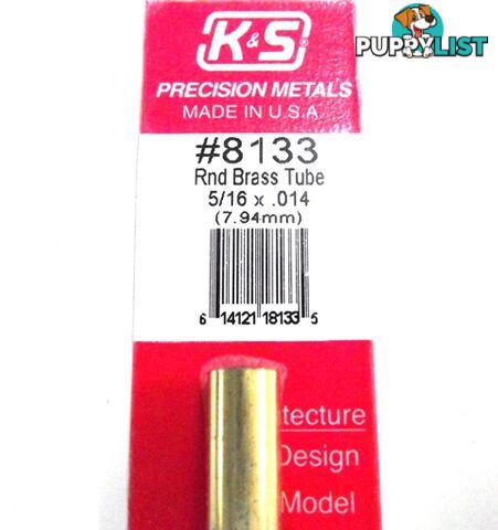 K&S METAL #8133 5/16' OD BRASS TUBE 1PC - K &amp; S METALS