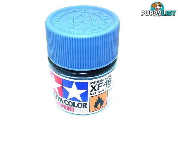 XF-18   TAMIYA ACRYLIC PAINT FLAT MEDIUM BLUE - TAMIYA PAINTS &amp; Accessories