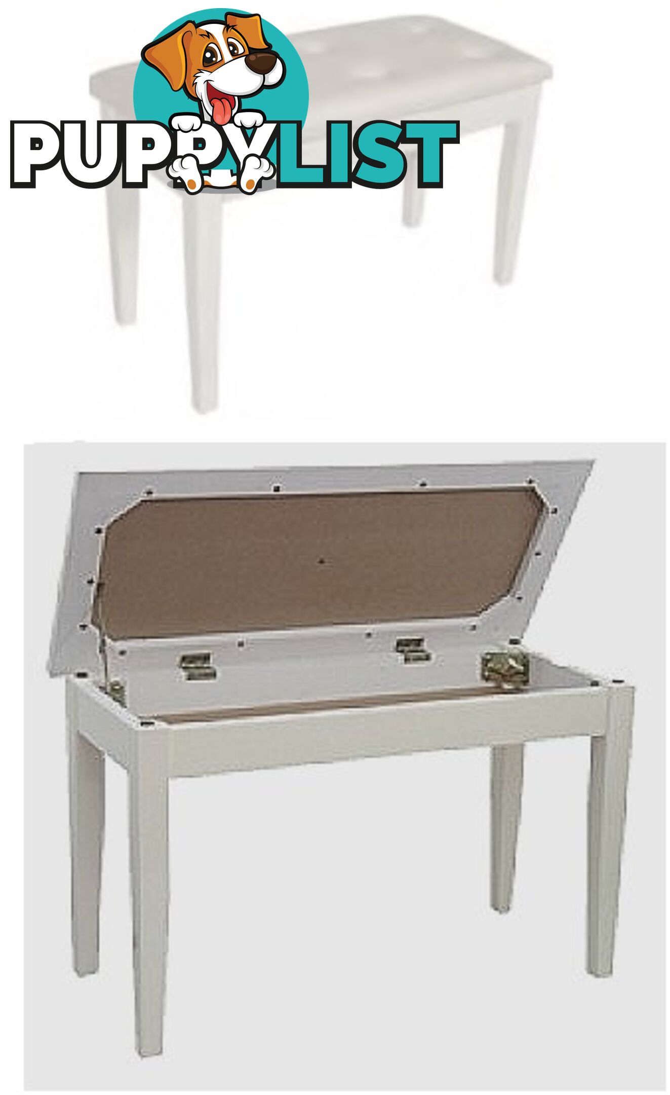 Piano Bench / ~ Polished White Piano stool