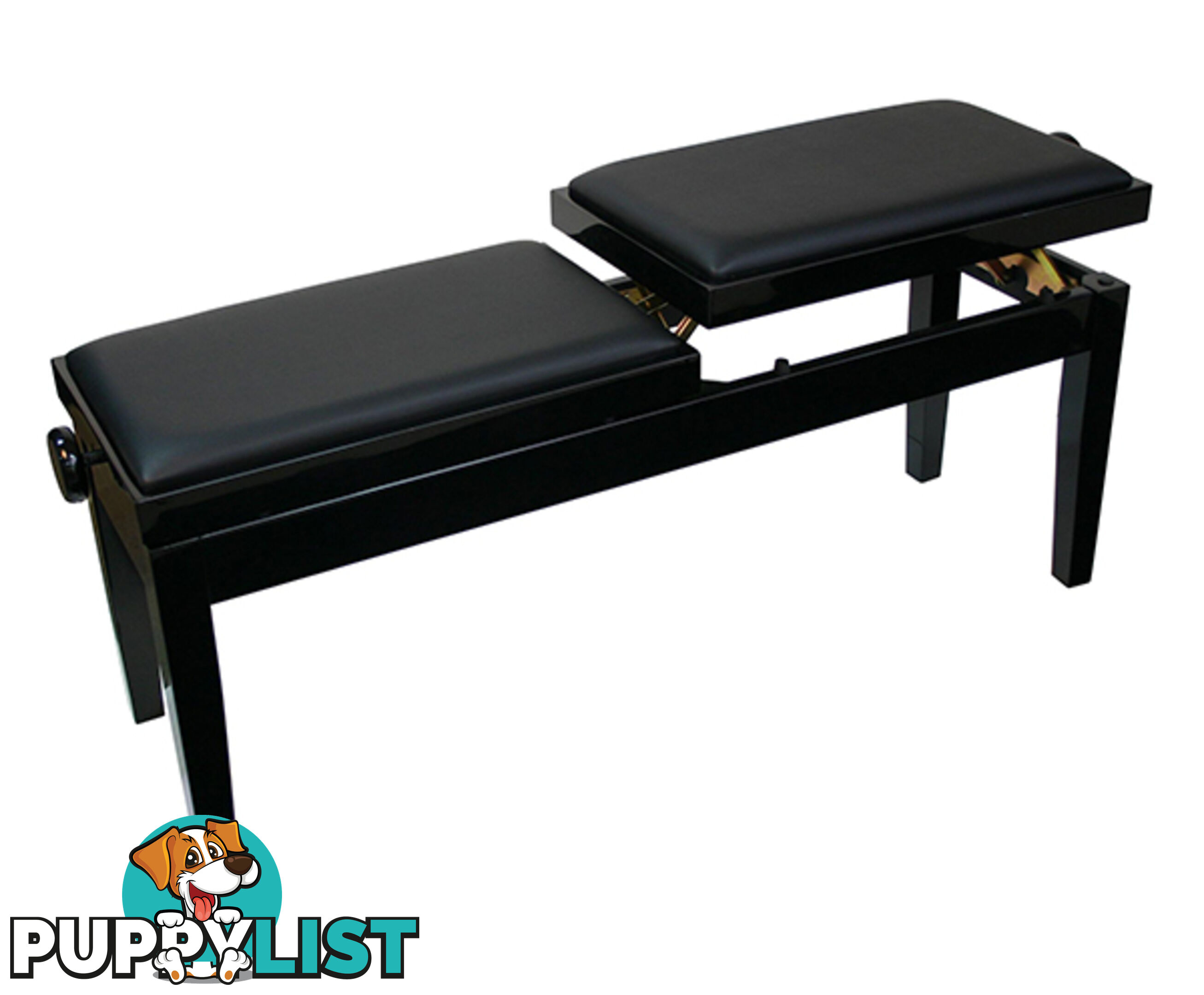 52100 Piano Bench / ~ Piano Stool ~ DUAL ADJUSTABLE DUET PIANO BENCH - BLACK