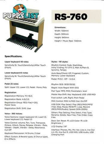 Ringway Electronic Organ RS-760