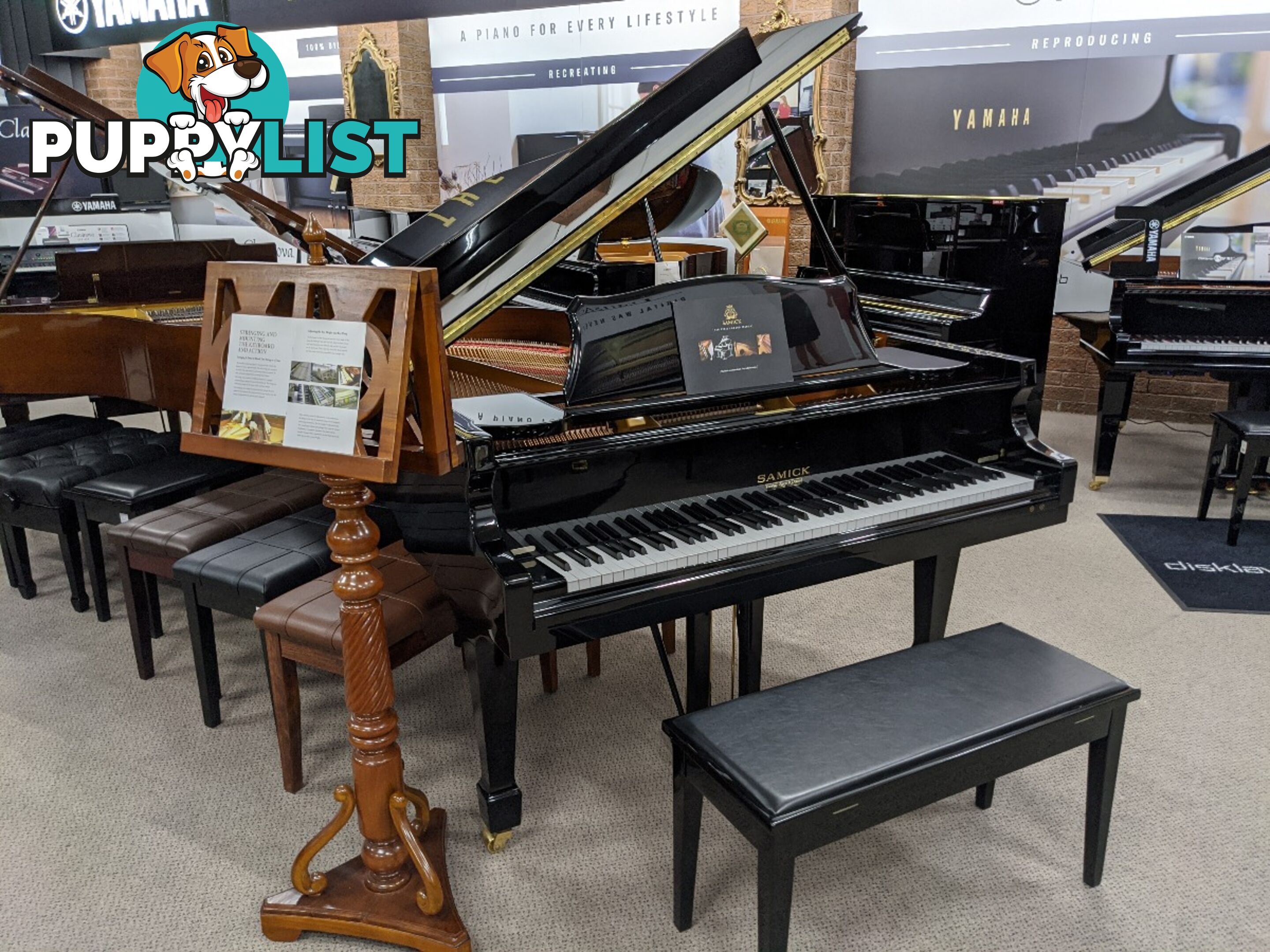 186cm Samick Grand Piano Ebony Polished NSG186