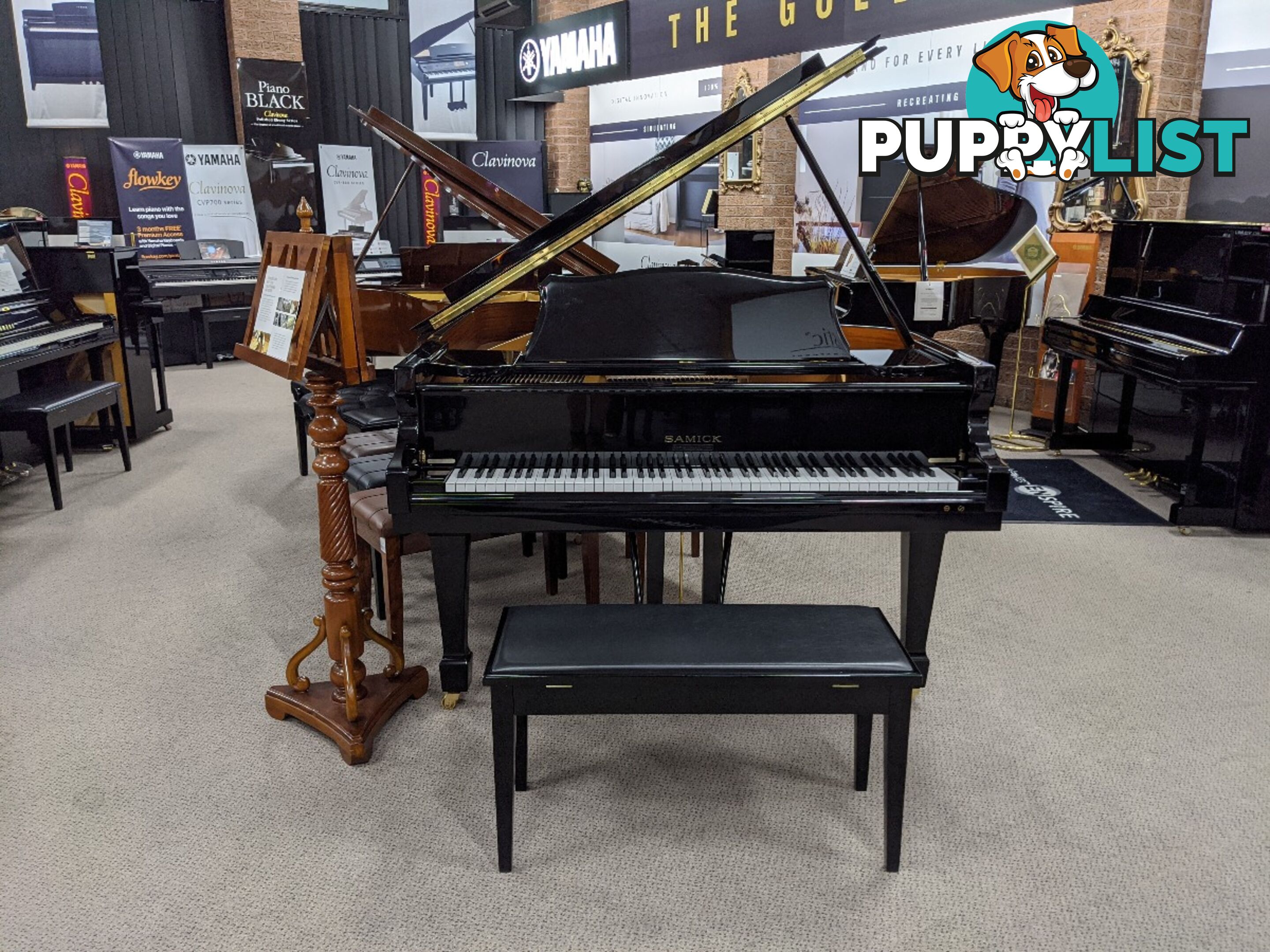 186cm Samick Grand Piano Ebony Polished NSG186