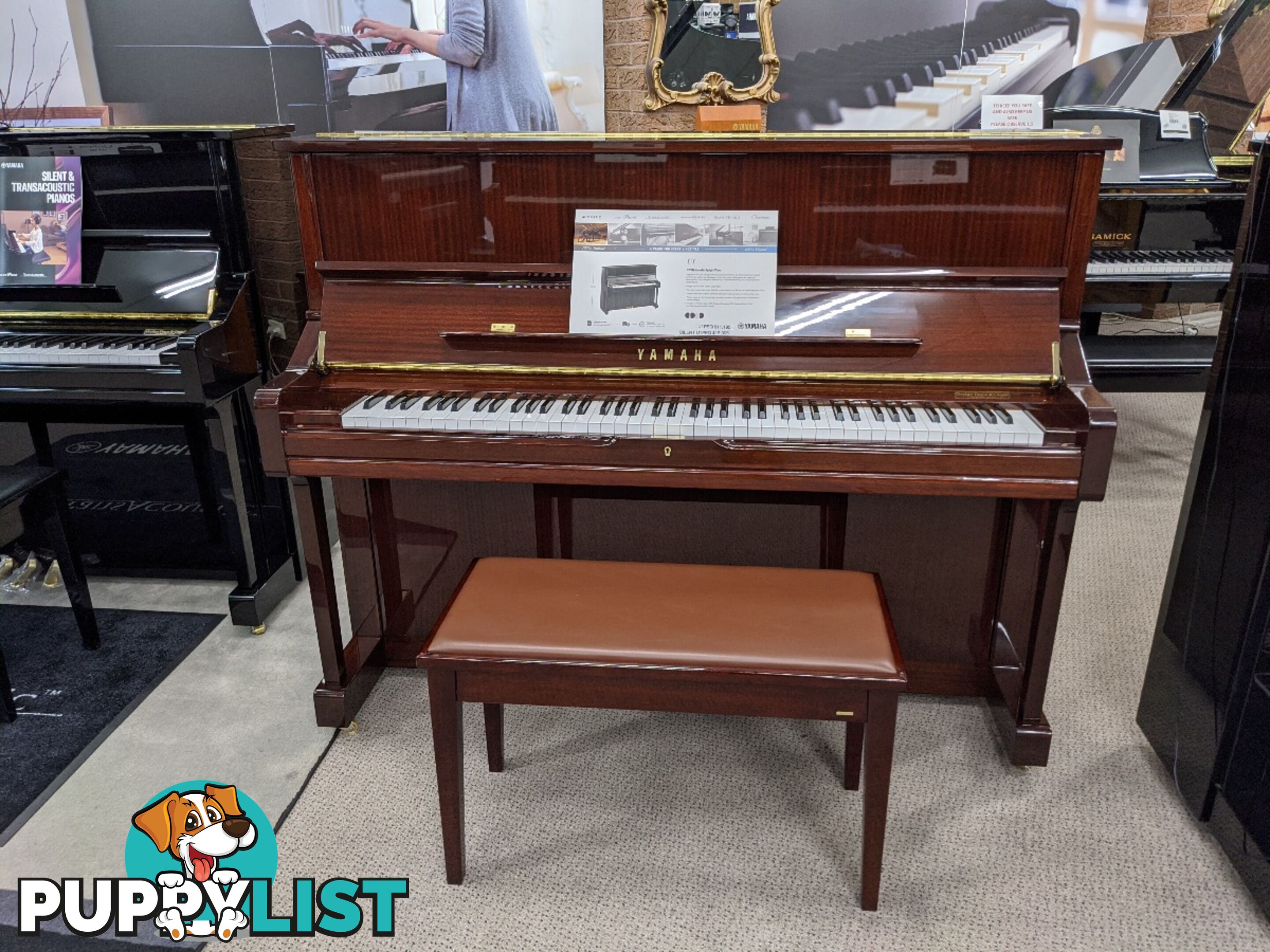 Yamaha U1 PEQ Acoustic Upright Piano Polished Ebony