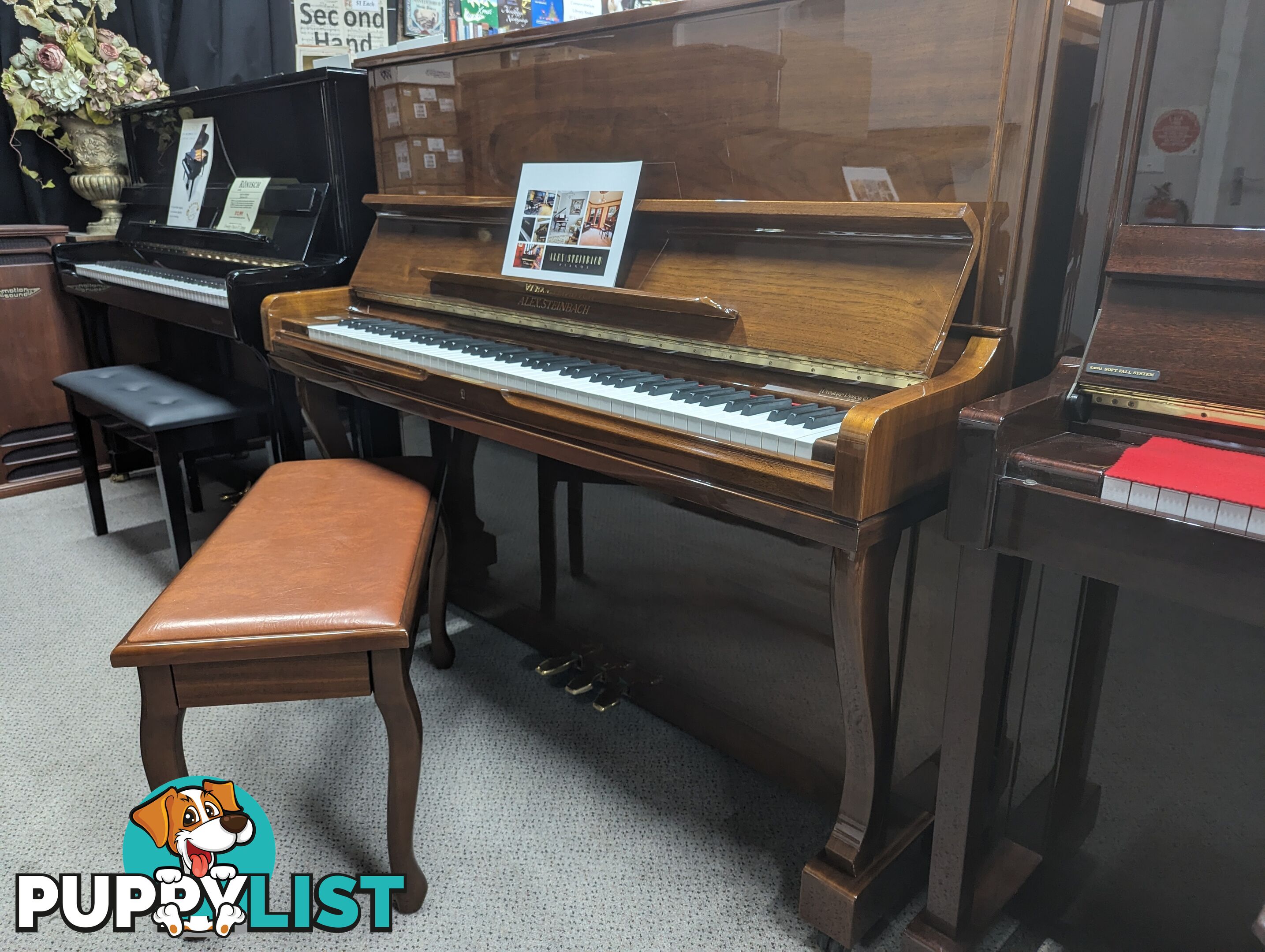 Alex Steinbach Professional,127cm Upright Piano in Walnut Polished ( 1998 Ser No #ISD00574)