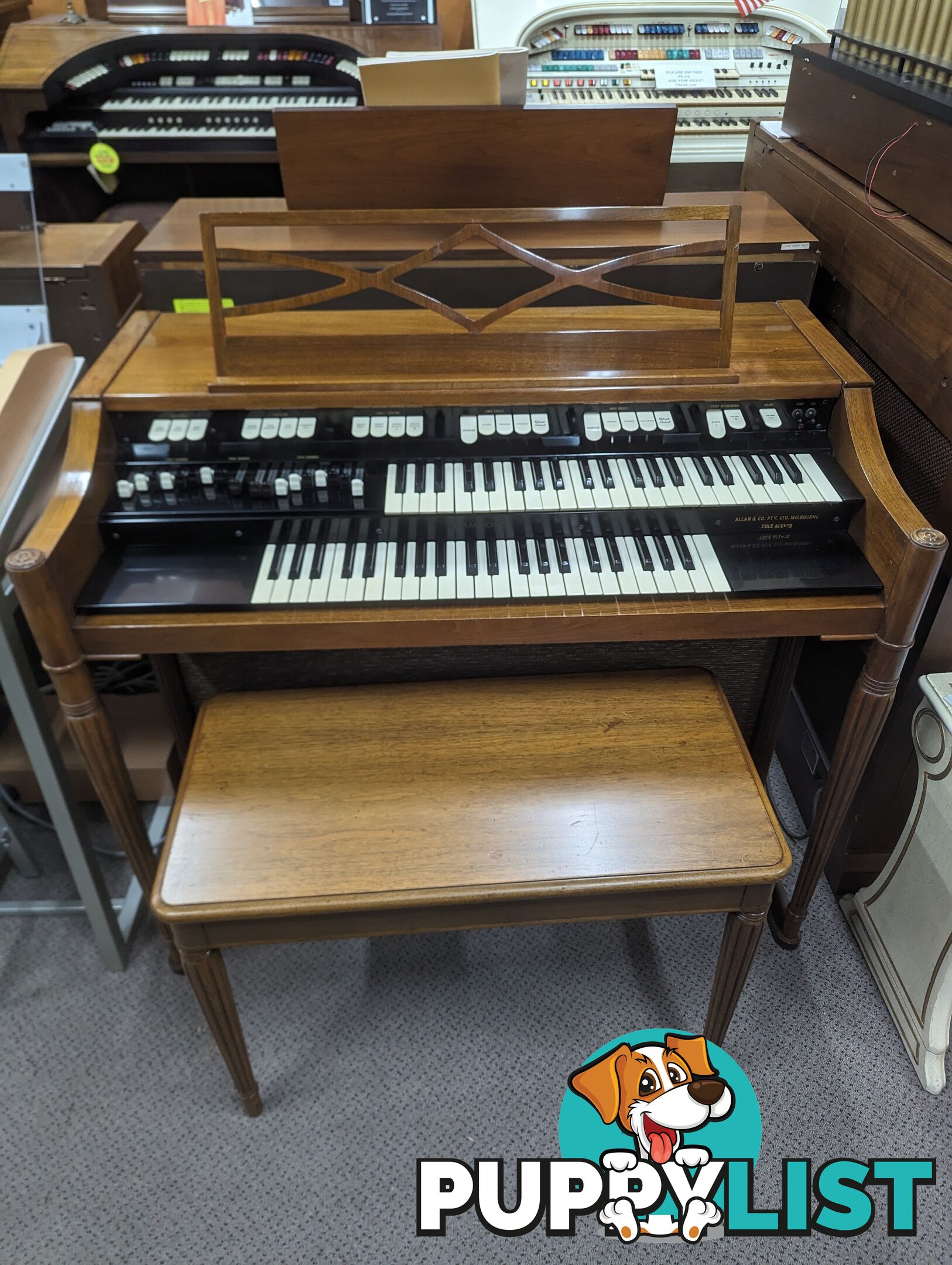 Hammond M100 Series Tone Wheel Organ - M-111, tradition style in walnut.