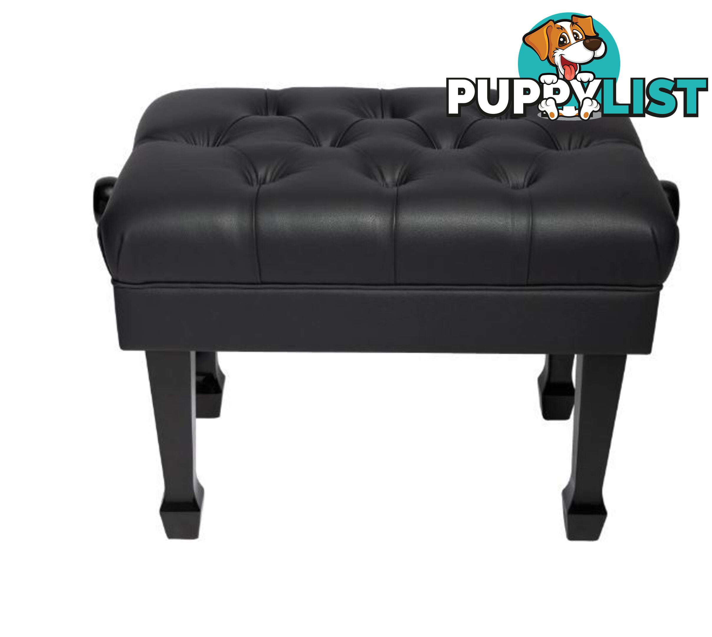 Crown Deluxe Skirted & Tufted Hydraulic Height Adjustable Piano Bench (Black)