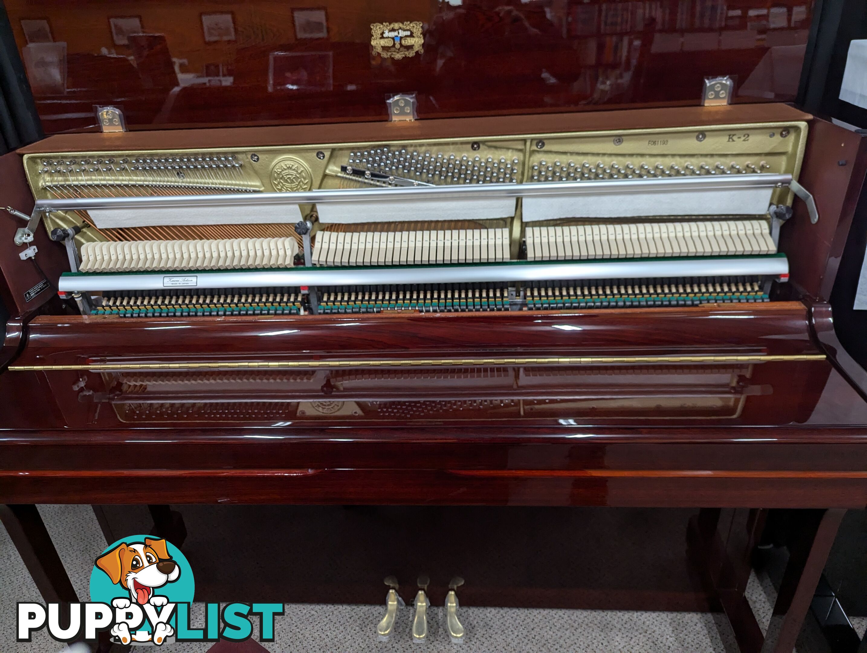 Kawai K2 114cm Upright Piano in Polished Mahogany