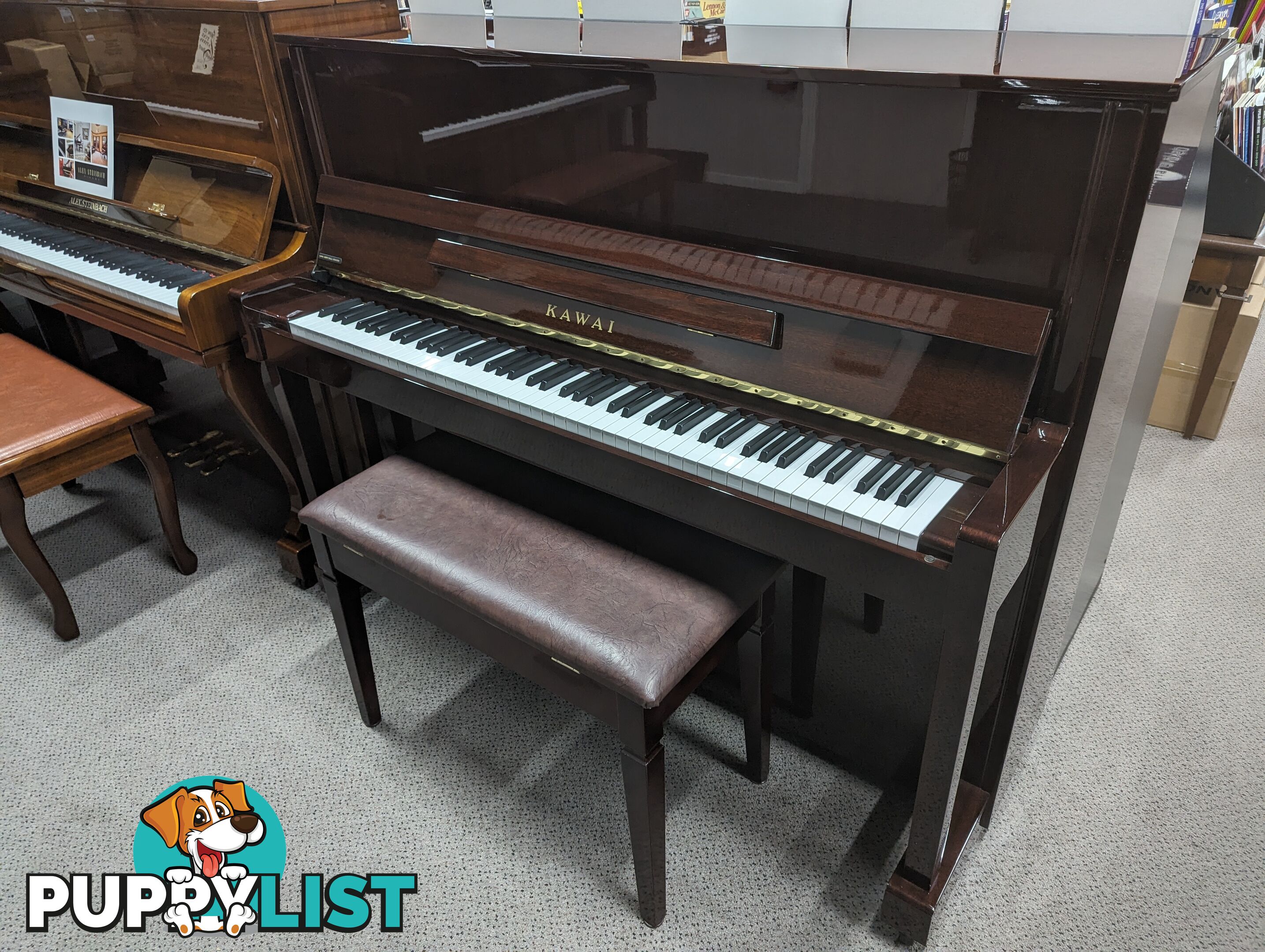 Kawai K25EA 121cm Upright Piano in Polished Mahogany - Ser No #2503394