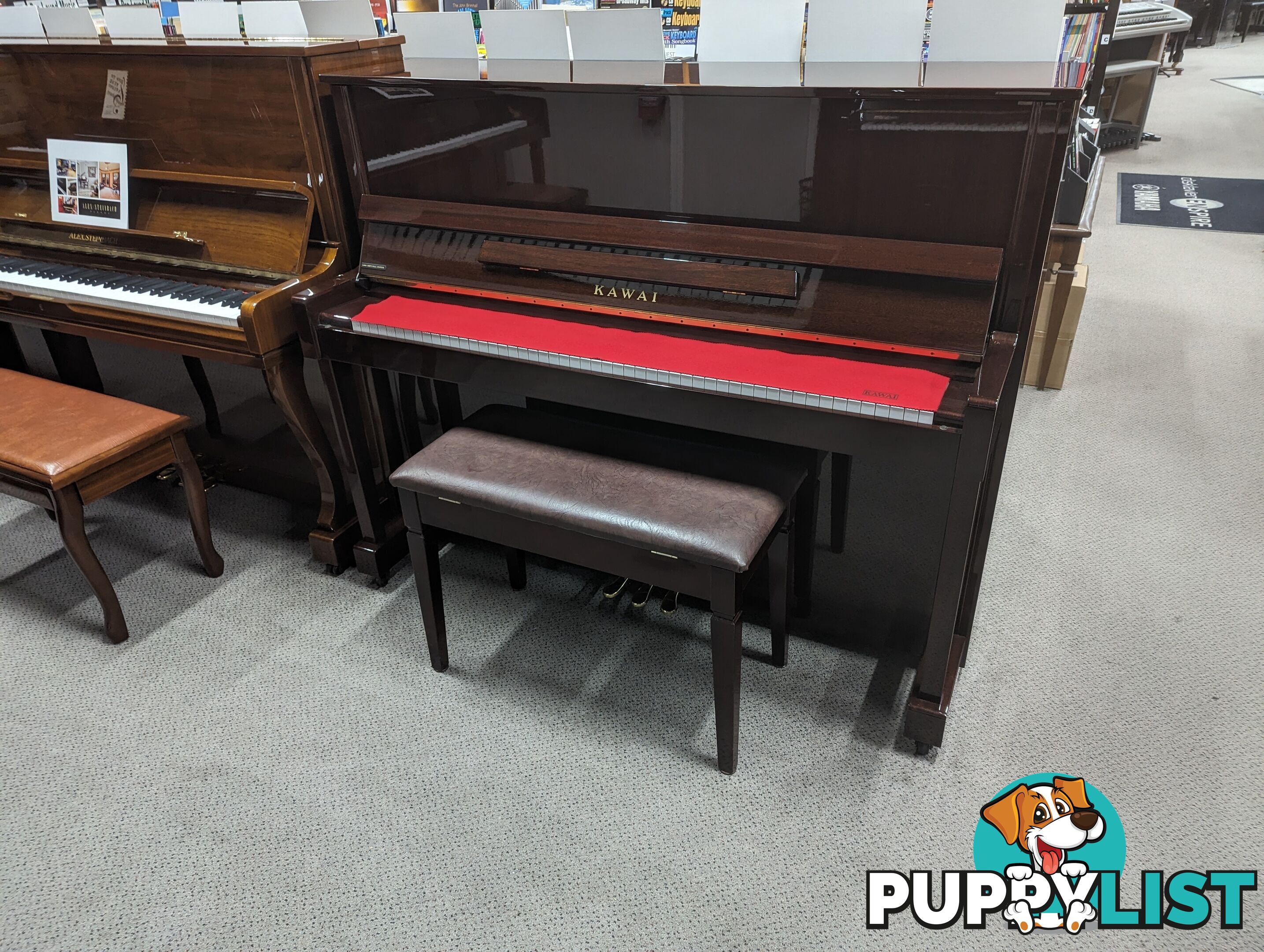 Kawai K25EA 121cm Upright Piano in Polished Mahogany - Ser No #2503394