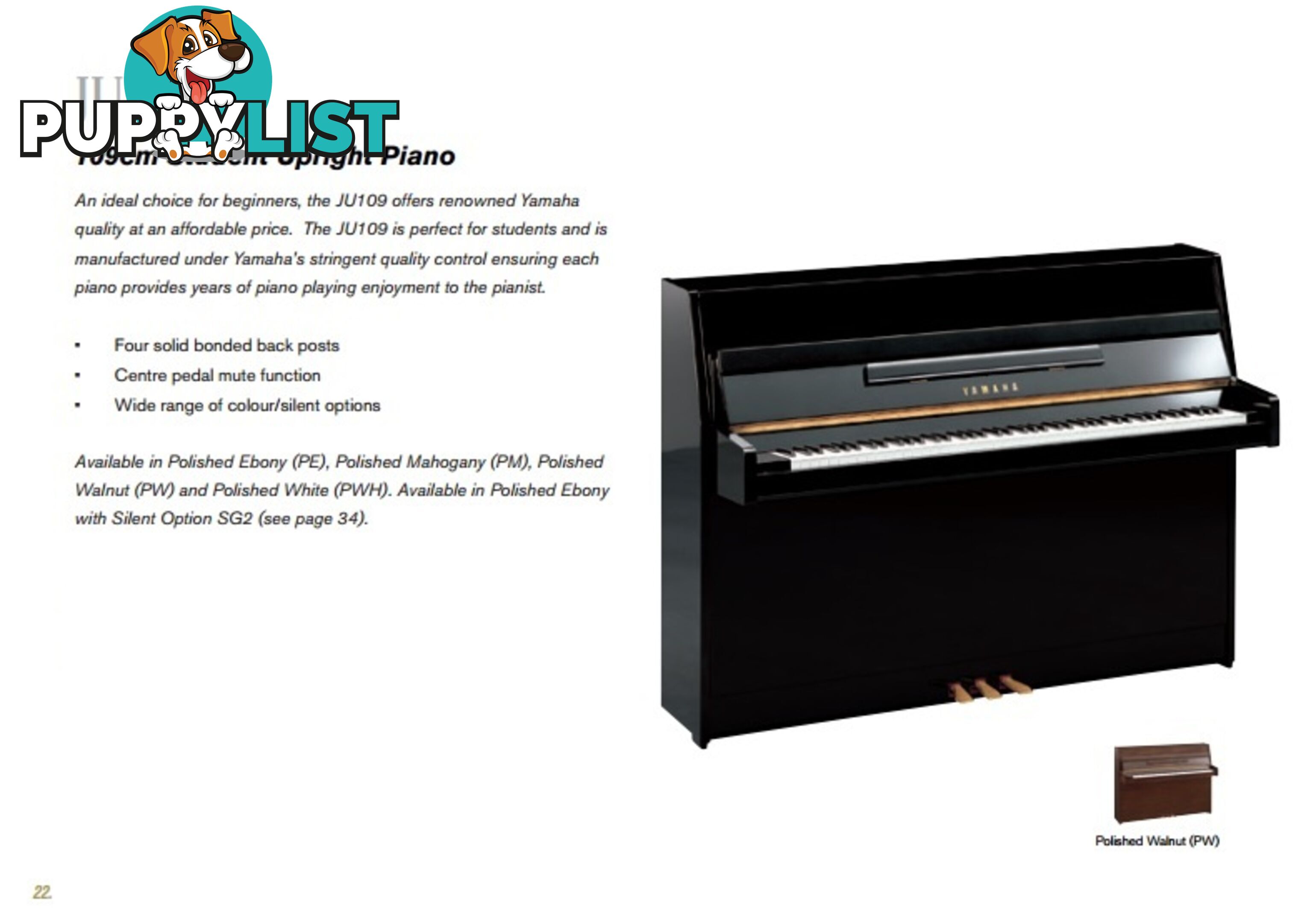  Yamaha Upright Piano JU109  109cm