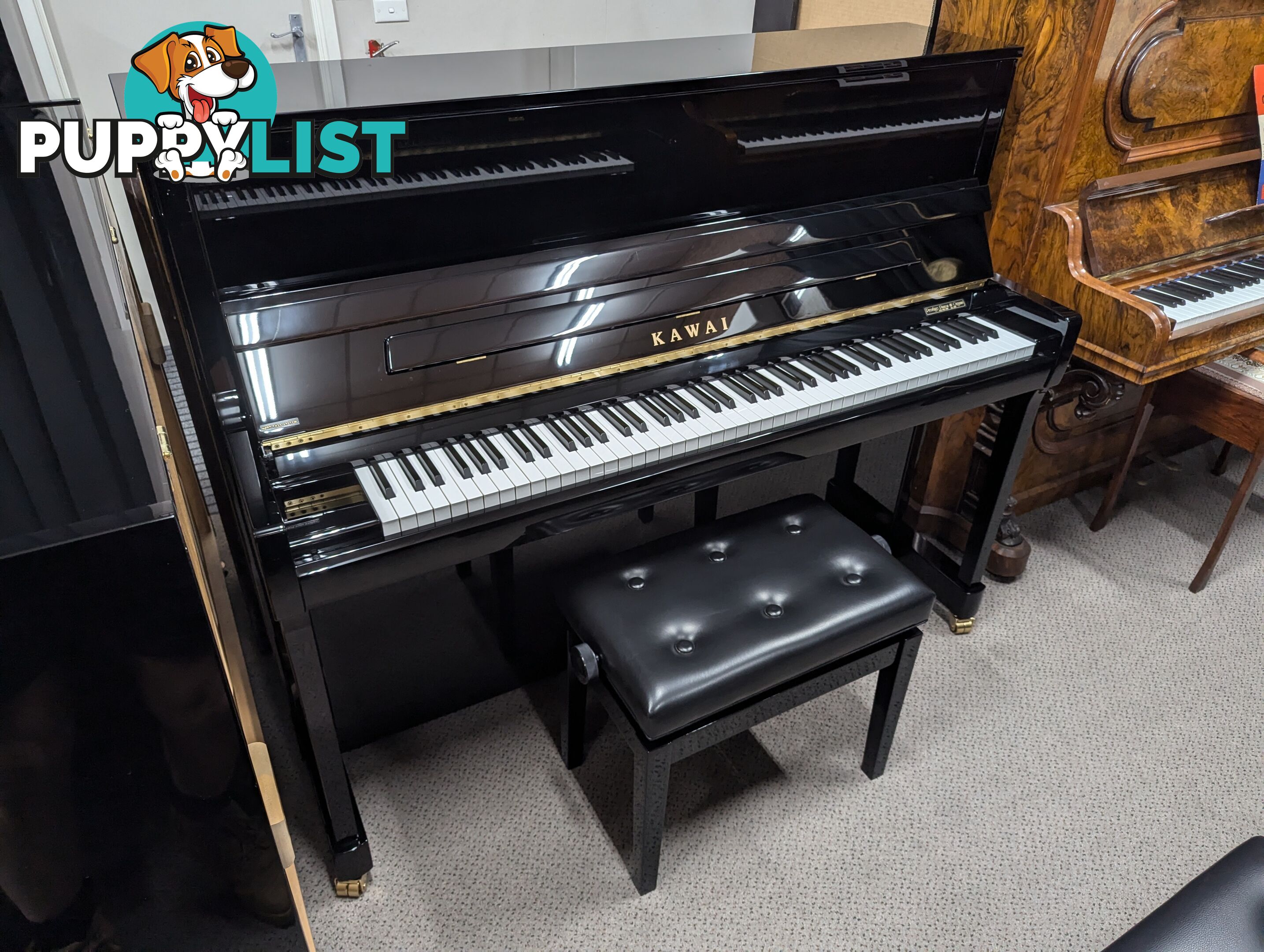 KAWAI K300J 122cm Upright Piano in Polished Ebony. Made in Japan