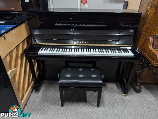 KAWAI K300J 122cm Upright Piano in Polished Ebony. Made in Japan