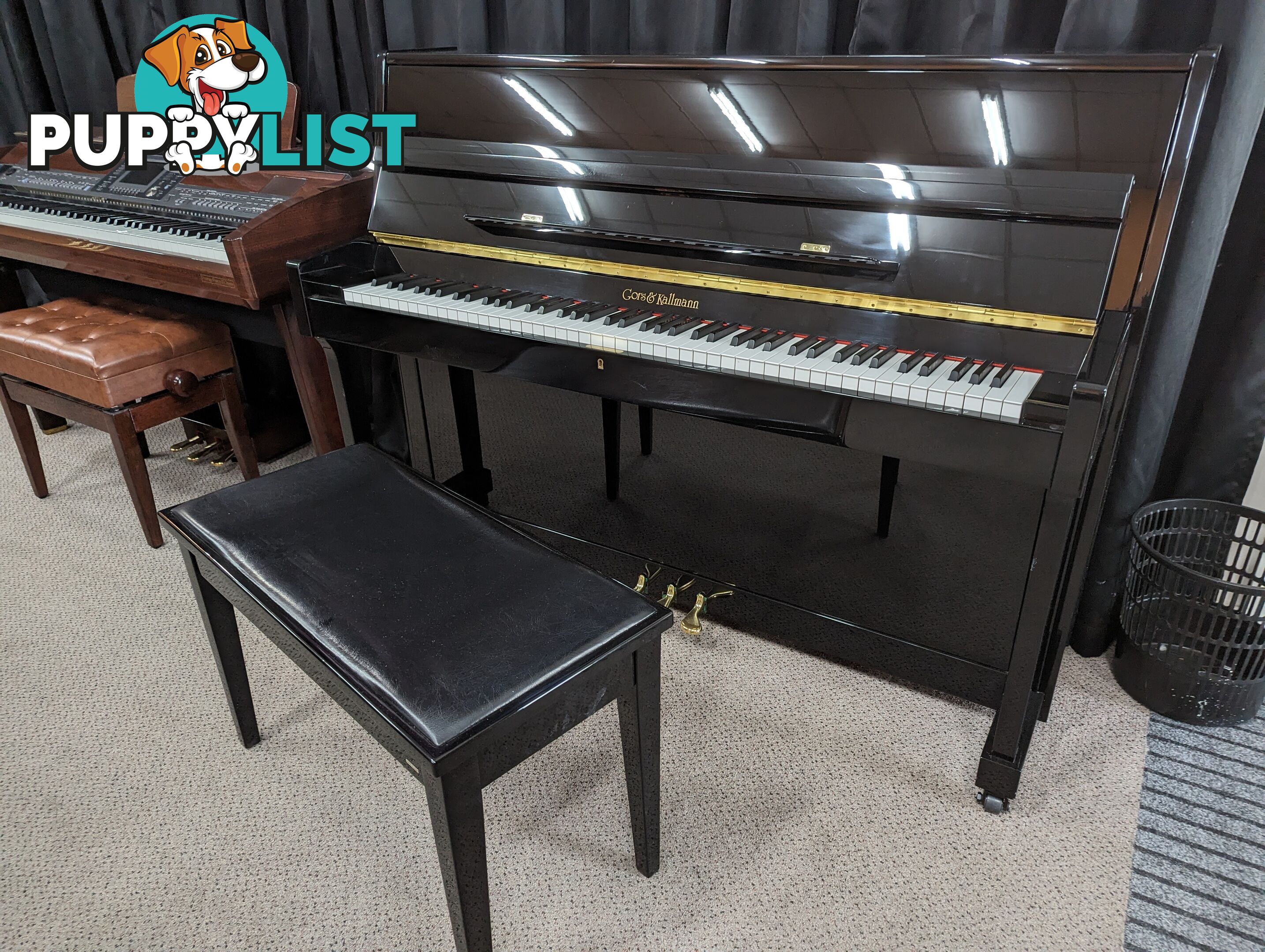 Gors & Kallmann 108cm Studio Upright Ebony Polished Piano