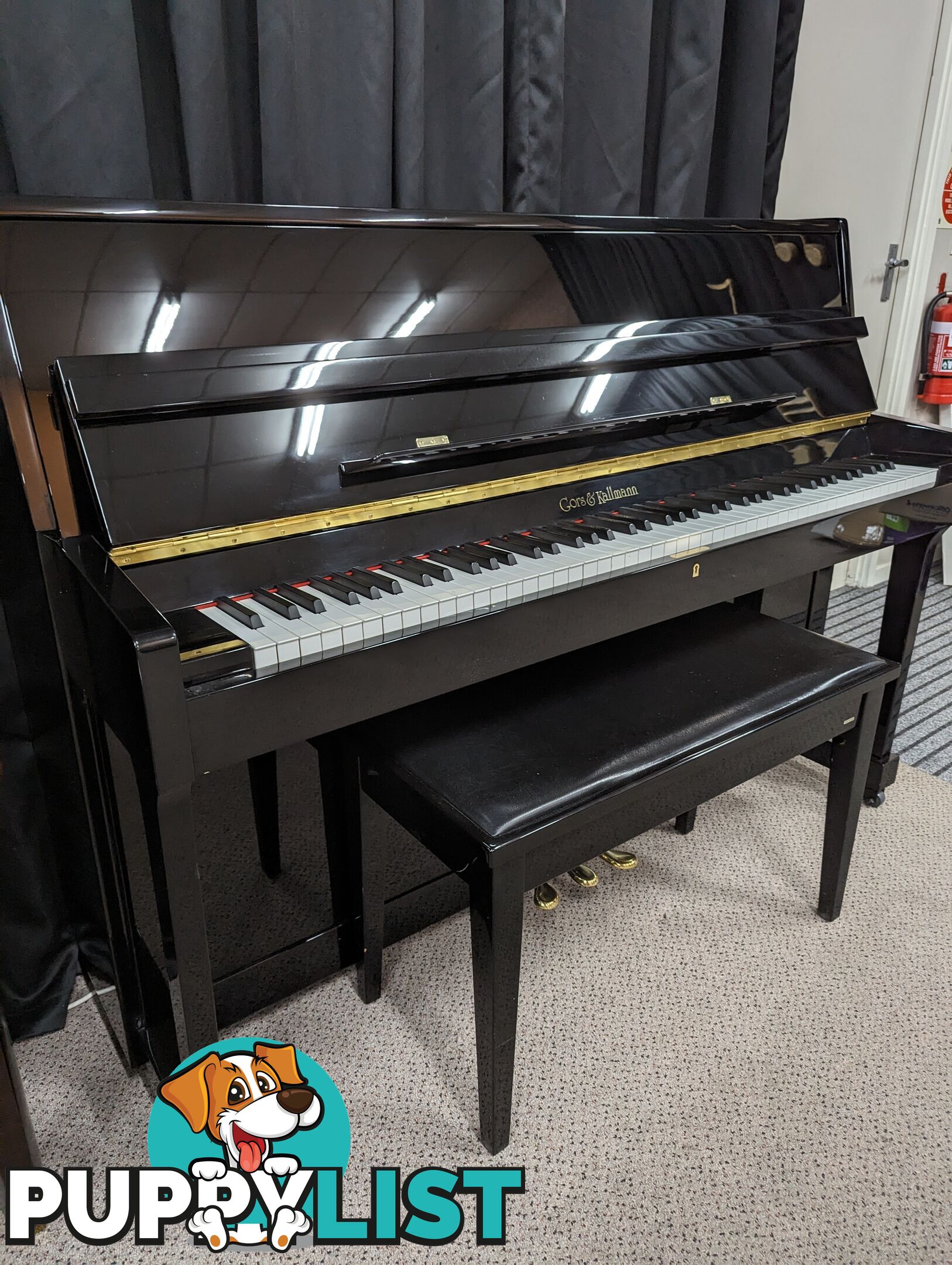 Gors & Kallmann 108cm Studio Upright Ebony Polished Piano