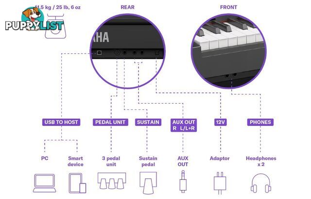 Yamaha P225 Black Portable Digital Piano