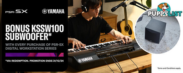 A bonus Offer from Yamaha on every purchase of a PSR SX digital workstation.  KSSW100 subwoofer 