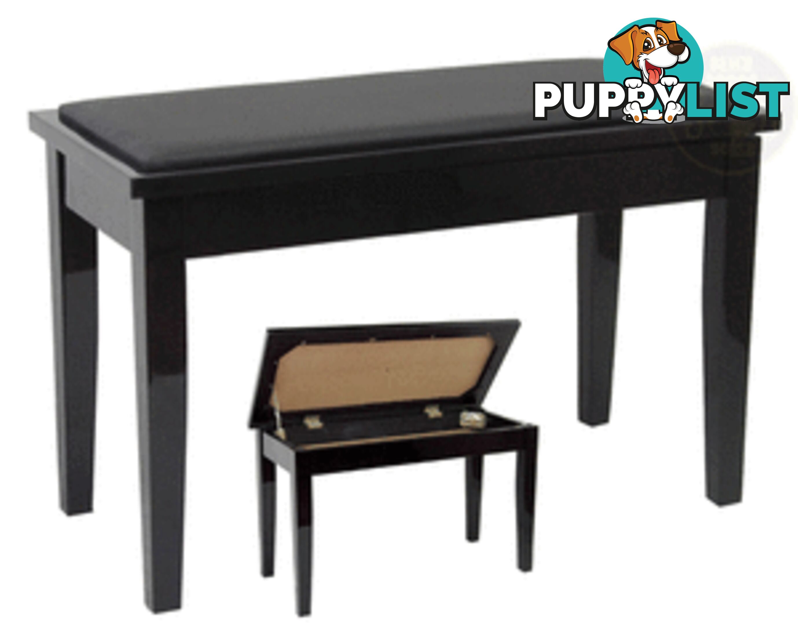 Yamaha No3PE Duet Piano Bench With Storage Polished Ebony 