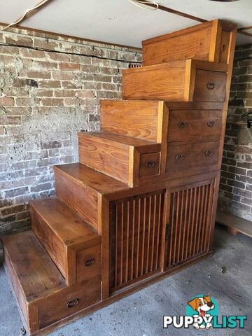 Kaidan Dansu Japanese Cedar Step Chest - Antique