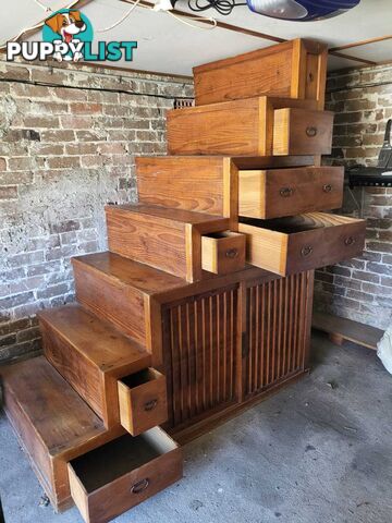 Kaidan Dansu Japanese Cedar Step Chest - Antique