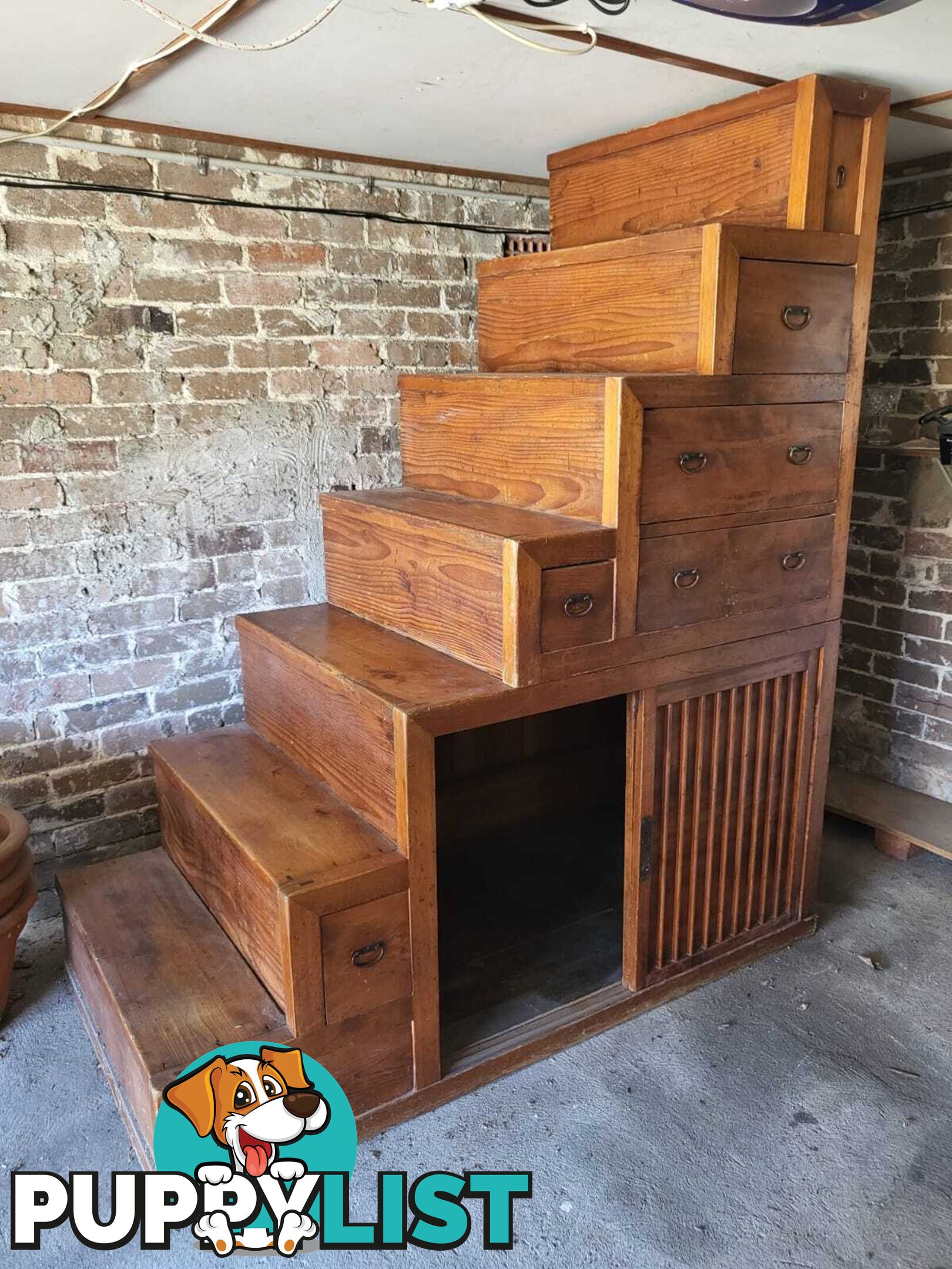 Kaidan Dansu Japanese Cedar Step Chest - Antique