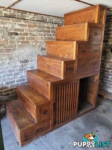 Kaidan Dansu Japanese Cedar Step Chest - Antique