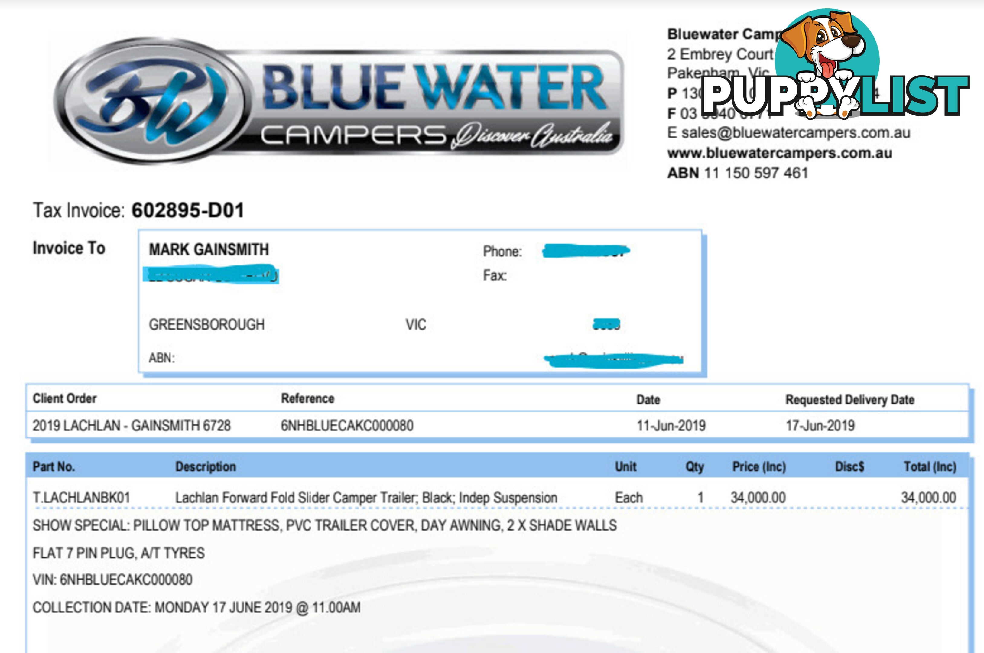 2019 Blue Water Campers Lachlan