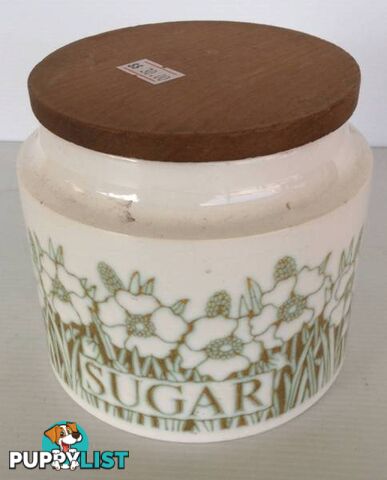 Vintage Hornsea Fleur sugar canister Wooden top Good conditio