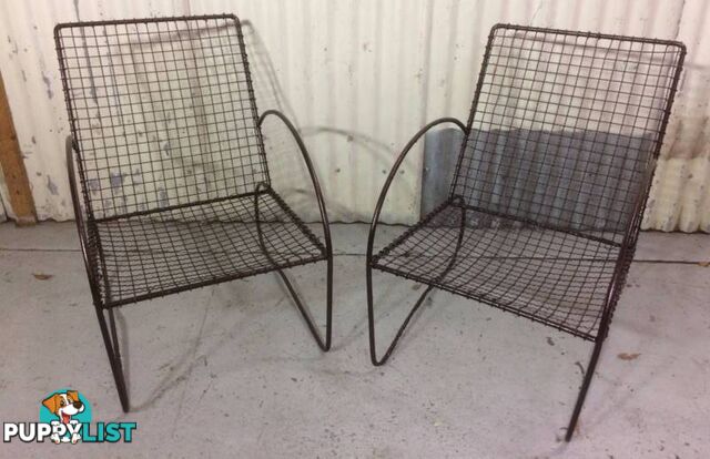 Vintage mid century outdoor Steel Armchairs Sandblasted & finis