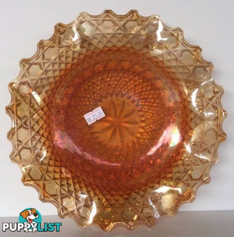 Carnival glass Marigold plate Ruffled edge D 23 cm H 5cm