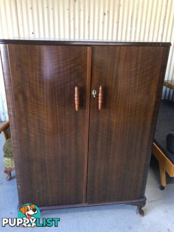 Drawers clothing cupboard Walnut timber wardrobe converted to dr