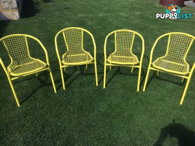 Stackable outdoor chairs x 4 Lightweight steel chairs. As pic