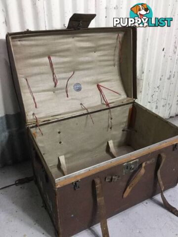 Vintage Travel Trunk Steamer Trunk Dome top. solid construction