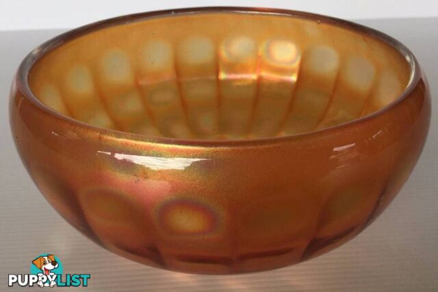 Vintage carnival glass bowl marigold D 15.5 cm H 8 cm Good