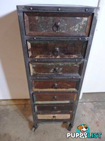 NEW industrial look storage drawers Steel & wood Drawers 7 draw