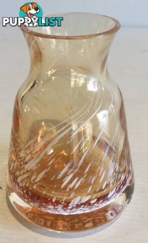 Caithness glass bell shape vase Amber with white swirls Good we