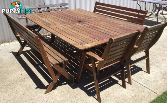 Jarrah Outdoor setting seats 10 people Large table 206cm long