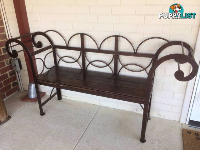 Garden Bench wrought iron & Jarrah Sand blasted & powder coated i