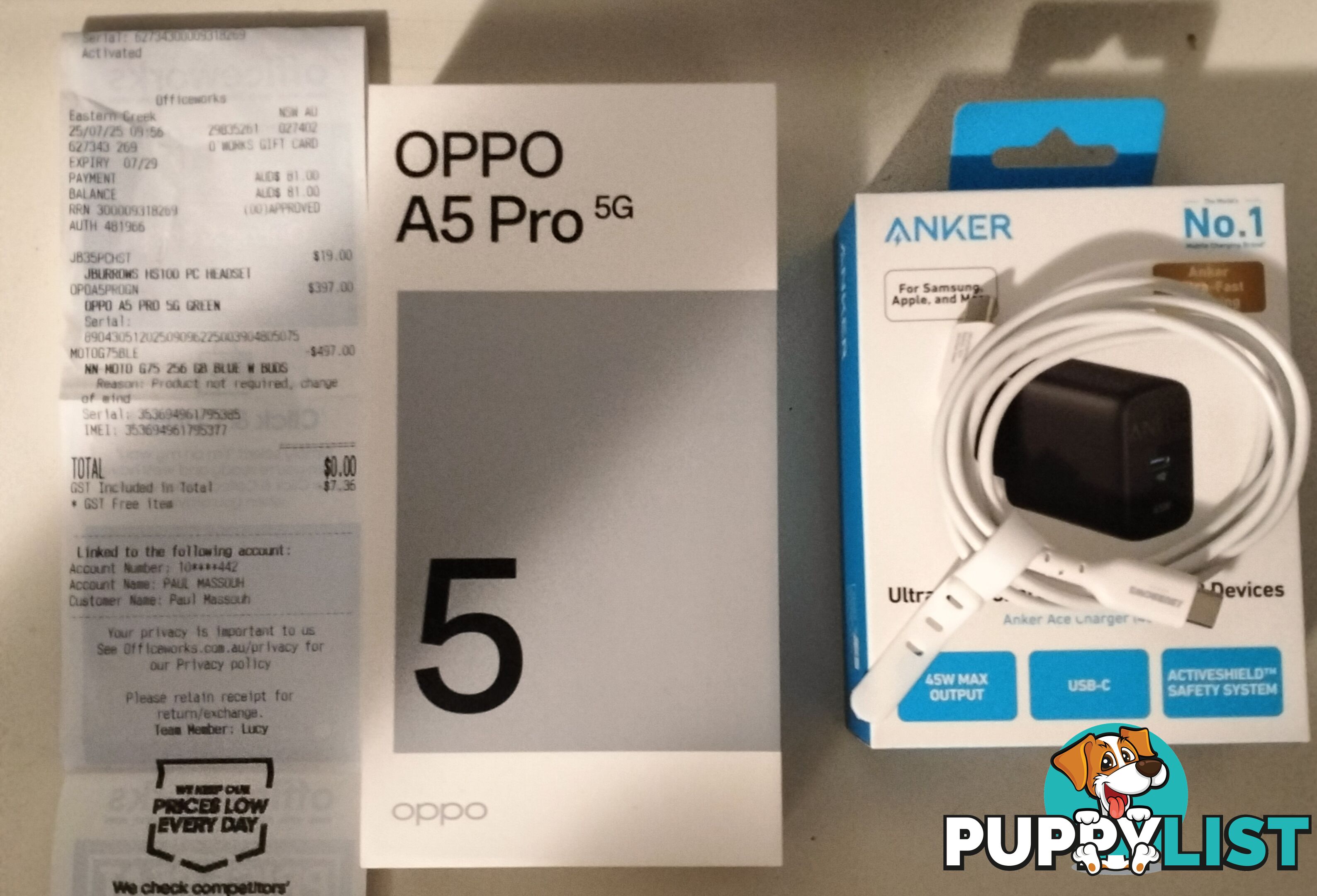 Oppo a5 pro 5g olive green with charger