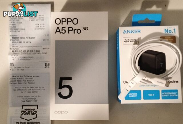 Oppo a5 pro 5g olive green with charger