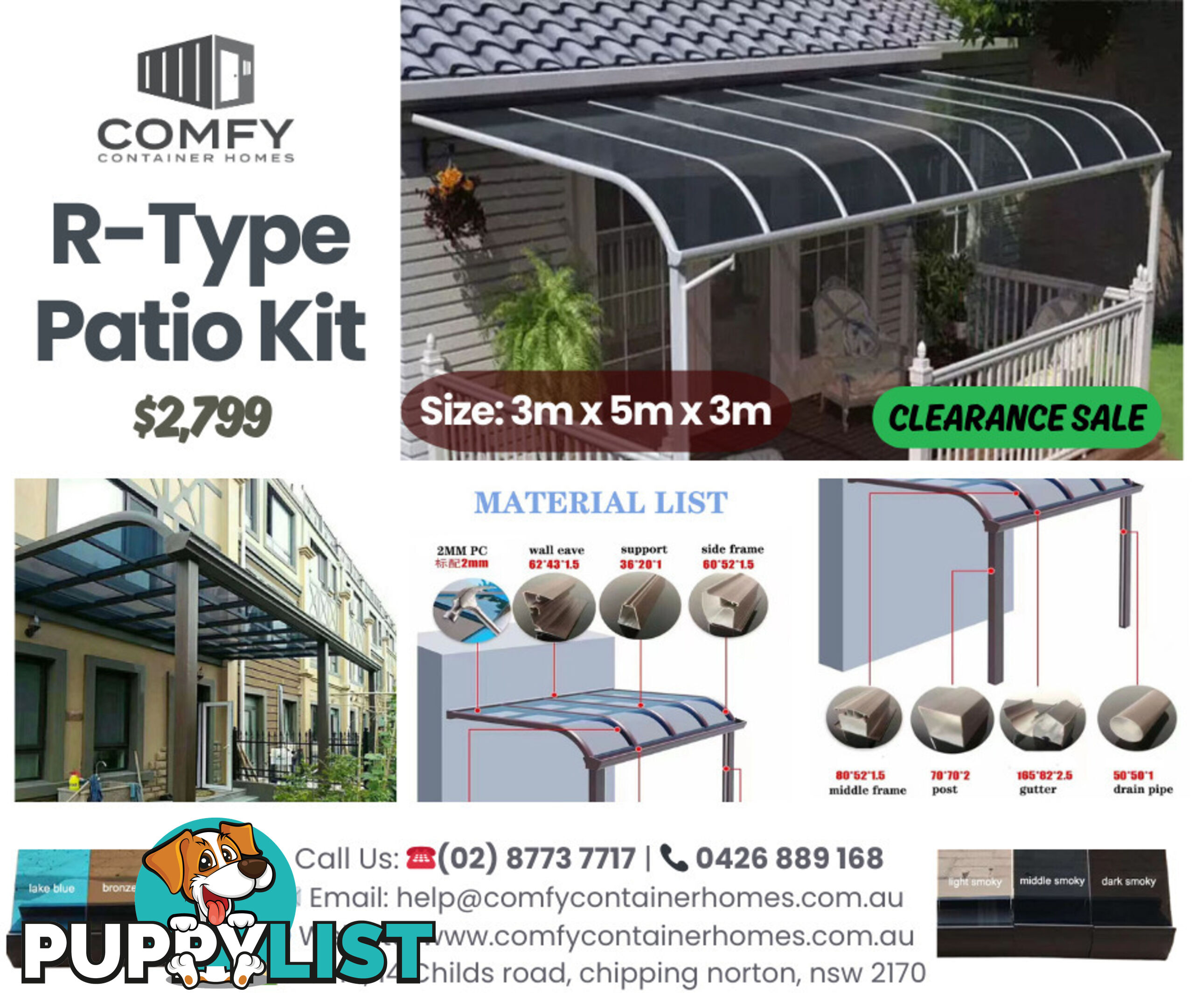 Modern, Stylish R-Type Patio Kit! 3m x 5m x 3m,