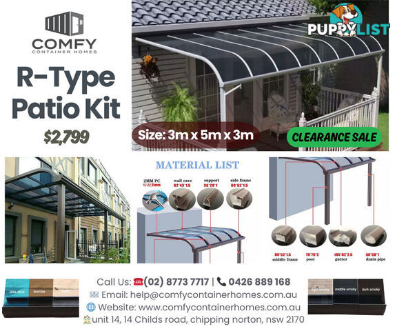 Modern, Stylish R-Type Patio Kit! 3m x 5m x 3m,