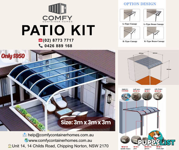 CLEARANCE SALE !!! 3m x 3m x 3m Modern Patio Kit